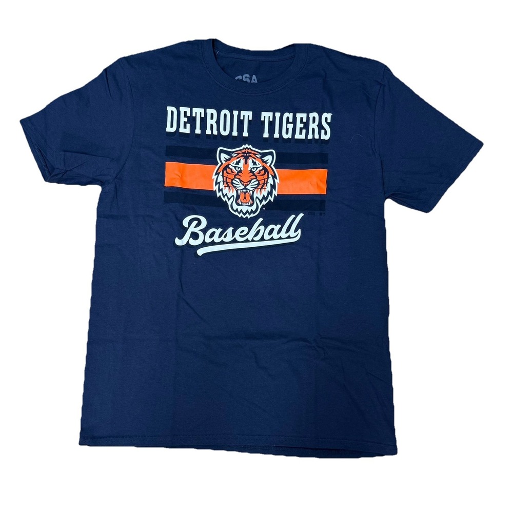 NWT Detroit Tigers Baseball T-shirt Adult XL Navy Blue Tiger Face MLB Apparel